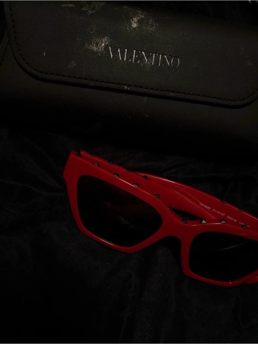 Valentino Red Studded Cat-Eye Sunglasses